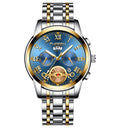 FNGEEN 4001 Men Watch Multi-Function Quartz Watch, Colour: Gold Blue Surface