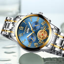 FNGEEN 4001 Men Watch Multi-Function Quartz Watch, Colour: Black Steel White Surface Gold Nails