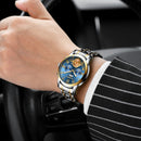 FNGEEN 4001 Men Watch Multi-Function Quartz Watch, Colour: Black Steel White Surface Gold Nails
