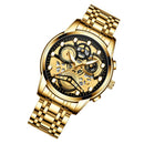 FNGEEN 4088 Men Hollow Quartz Watch Student Waterproof Luminous Watch(Full Gold Black Surface)