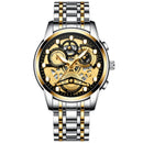 FNGEEN 4088 Men Hollow Quartz Watch Student Waterproof Luminous Watch(Gold Black Surface)