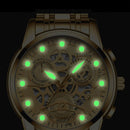 FNGEEN 4088 Men Hollow Quartz Watch Student Waterproof Luminous Watch(Full Gold Black Surface)