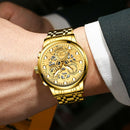 FNGEEN 4088 Men Hollow Quartz Watch Student Waterproof Luminous Watch(Gold And Gold Surface)
