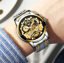 FNGEEN 4088 Men Hollow Quartz Watch Student Waterproof Luminous Watch(White Steel White Surface)