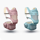 Kangaroo Baby Double Shoulder Baby Carrier Front Holding Type Foldable Lightweight Waist Stool(Lotus Root Pink)
