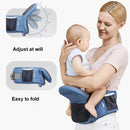 Kangaroo Baby Double Shoulder Baby Carrier Front Holding Type Foldable Lightweight Waist Stool(Lake Blue)