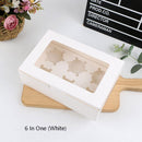 25 PCS Window Cupcake Packaging Box Muffin Cake Box With Inner Support, Specification: 6 In One (White)