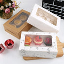 25 PCS Window Cupcake Packaging Box Muffin Cake Box With Inner Support, Specification: 6 In One (White)