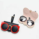 Cute And Funny PU Sunglasses Case Portable Glasses Case With Hanging Buckle, Colour: Flowers (Lake Blue Color Matching)