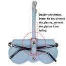 Cute And Funny PU Sunglasses Case Portable Glasses Case With Hanging Buckle, Colour: Flowers (Lake Blue Color Matching)
