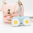 Cute And Funny PU Sunglasses Case Portable Glasses Case With Hanging Buckle, Colour: Flowers (Lake Blue Color Matching)