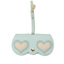 Cute And Funny PU Sunglasses Case Portable Glasses Case With Hanging Buckle, Colour: Blue Double Heart