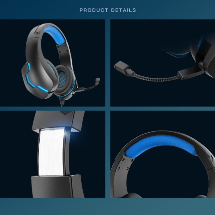 J10 Wired Gaming Headset Gaming Luminous Headset(Black Red)