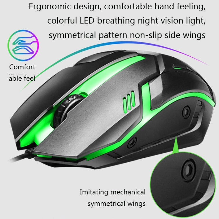 LIMEIDE GTX300 1600DPI 104 Keys USB Rainbow Suspended Backlight Wired Luminous Keyboard and Mouse Set, Cable Length: 1.4m(White)