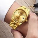 FNGEEN 7008 Men Fashion Diamond Dial Watch Couple Watch(Golden White Surface)
