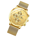 FNGEEN W5128 Men Three Eyes Subdial Luminous Quartz Watch Student Simple Watch(Gold Mesh Gold Shell Gold Surface)