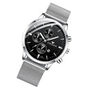 FNGEEN W5128 Men Three Eyes Subdial Luminous Quartz Watch Student Simple Watch(White Mash Black Surface White Nail)