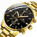 FNGEEN W5128 Men Three Eyes Subdial Luminous Quartz Watch Student Simple Watch(White Steel Black Surface White Nails)