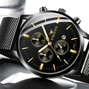 FNGEEN W5128 Men Three Eyes Subdial Luminous Quartz Watch Student Simple Watch(Full Gold Golden Surface)