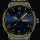 FNGEEN 4002 Men Roman Numeral Dial Sports Watch Student Luminous Quartz Watch(Between Gold Blue Surface)