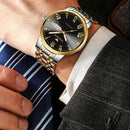 FNGEEN 4002 Men Roman Numeral Dial Sports Watch Student Luminous Quartz Watch(Between Gold Blue Surface)
