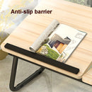 Bed Four-Speed Lifting Table Folding Laptop Desk Adjustable Dormitory Lazy Table with Cup Holder, Size: 55x32x25cm(Walnut)