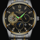 FNGEEN 2166 Men Three-eye Hollow Quartz Watch Student Sports Electronic Watch(White Steel White Surface)