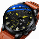 FNGEEN P1010 Men Fashion Large Dial Leather Belt Watch Student Casual Quartz Watch(Dark Brown Leather Coffee Surface)