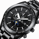 FNGEEN 5800 Men Three Eyes and Six Pins Watch Student Quartz Watch(White Steel White Surface)