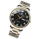 FNGEEN 7811 Middle-aged and Elderly Men Large Digital Dial Quartz Watch(Between Gold Black Surface)