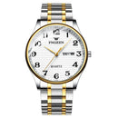 FNGEEN 7811 Middle-aged and Elderly Men Large Digital Dial Quartz Watch(Between Gold White Surface)