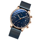 BINBONG B0158 Men Luminous Multifunctional Business Quartz Watch(Blue Mash Rose Shell Blue Surface)