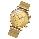 BINBONG B0158 Men Luminous Multifunctional Business Quartz Watch(Gold Mash Golden Shell Gold Surface)