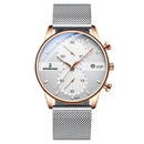 BINBONG B0158 Men Luminous Multifunctional Business Quartz Watch(White Mash Rose Shell White Surface)