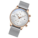 BINBONG B0158 Men Luminous Multifunctional Business Quartz Watch(White Mash Rose Shell White Surface)