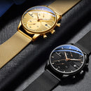 BINBONG B0158 Men Luminous Multifunctional Business Quartz Watch(Gold Mash Golden Shell Gold Surface)