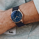 BINBONG B0158 Men Luminous Multifunctional Business Quartz Watch(Blue Mash Rose Shell Blue Surface)