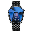BINBONG 01 Men Locomotive Concept Diamond Dial Quartz Watch(Black Steel Blue Surface)