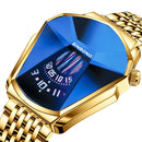 BINBONG 01 Men Locomotive Concept Diamond Dial Quartz Watch(Black Steel Blue Surface)
