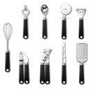 9 in 1 Plastic Handle Stainless Steel Kitchen Utensils Household Gadget Set(Black)