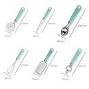 9 in 1 Plastic Handle Stainless Steel Kitchen Utensils Household Gadget Set(Cyan)