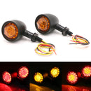 Motorcycle Universal Retro LED Turn Signal Light(Black Shell Yellow Cover)