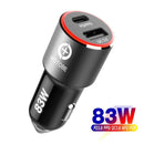 WOTOBE WTB-CQT23L 83W PD3.0+QC3.0 Car Charger(Black Red Light)