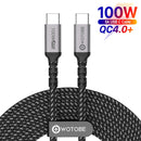 2 PCS WOTOBE PD100W 5A Type-C to Type-C Fast Charging Data Cable With E-Mark Chip, Model: 3m(Black)