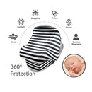 Multifunctional Enlarged Stroller Windshield Breastfeeding Towel Baby Seat Cover(Black and White Stripes)