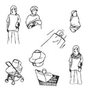 Multifunctional Enlarged Stroller Windshield Breastfeeding Towel Baby Seat Cover(Gray Pattern)