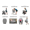 Multifunctional Enlarged Stroller Windshield Breastfeeding Towel Baby Seat Cover(Black Triangle)