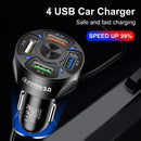 2 PCS BK-358 3A QC3.0 4USB Car Charger One For Four Mobile Phone Car Charger(White)