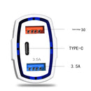 2 PCS QC3.0 Fast Charge Car Charger 3.5A Dual USB With Type-C Interface Output Car Charger(White)