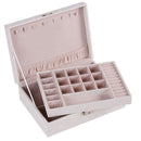 Multi-Layer Flip Cover With Lock Jewelry Box Solid Color Jewelry Desktop Storage Box(Red)